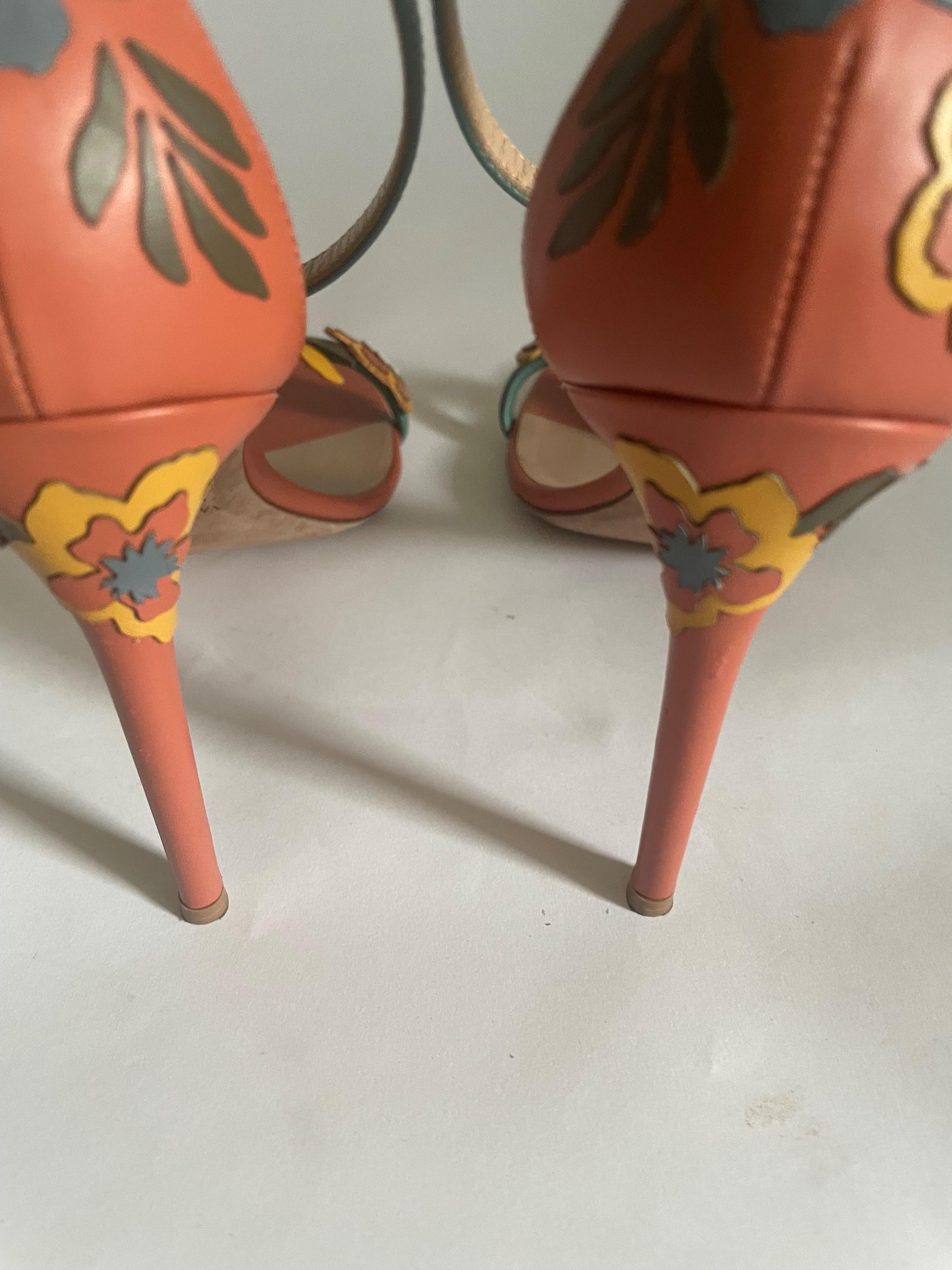 Floral Embellished Leather Sandals