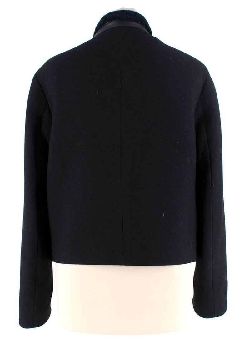 3.1 Phillip Lim Black & Midnight Blue Shearling Wool Jacket