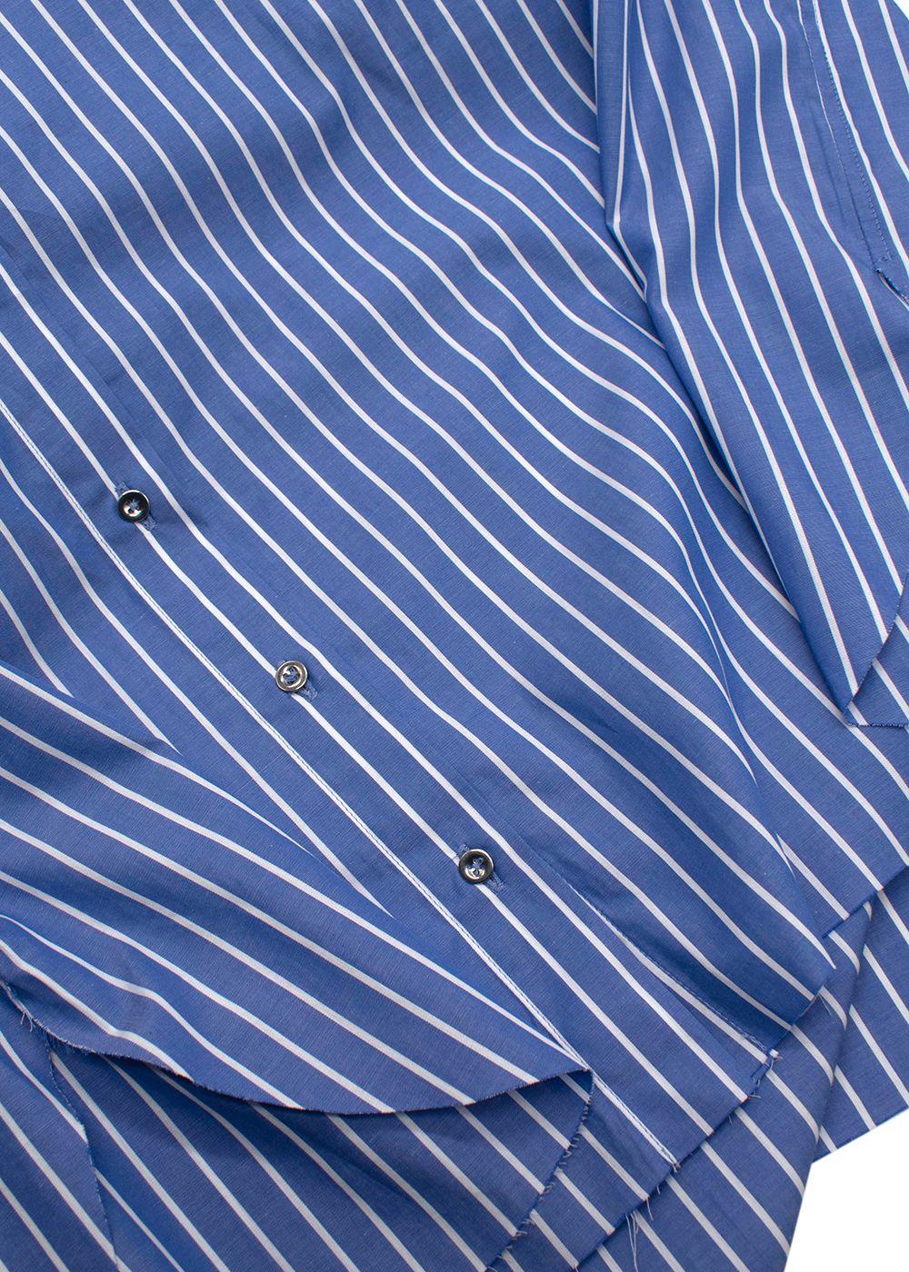 Marques Almeida Blue Contrast Collar Stripe Shirt