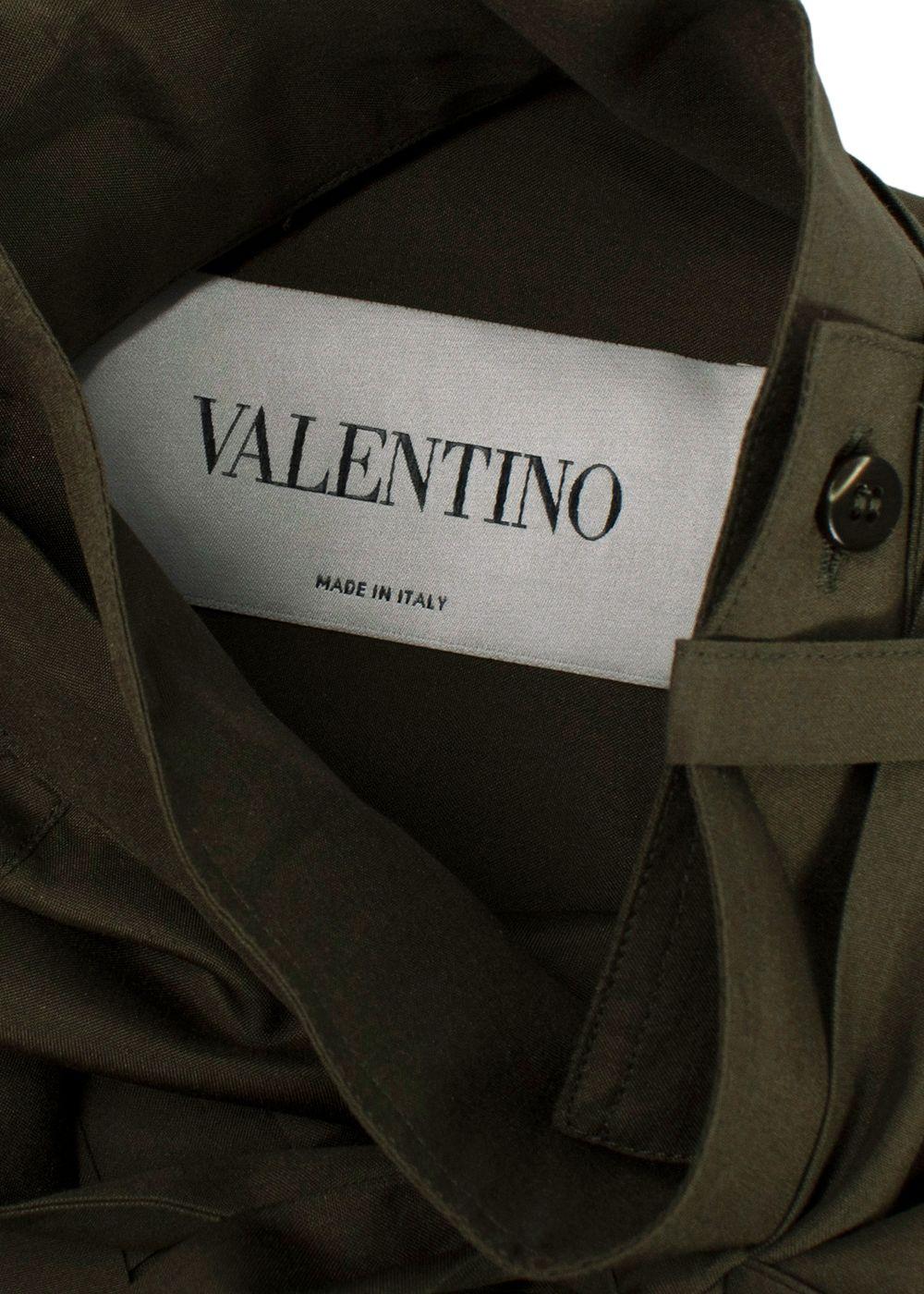 Valentino Khaki Neck Tie Detailed Asymmetric Tunic Dress