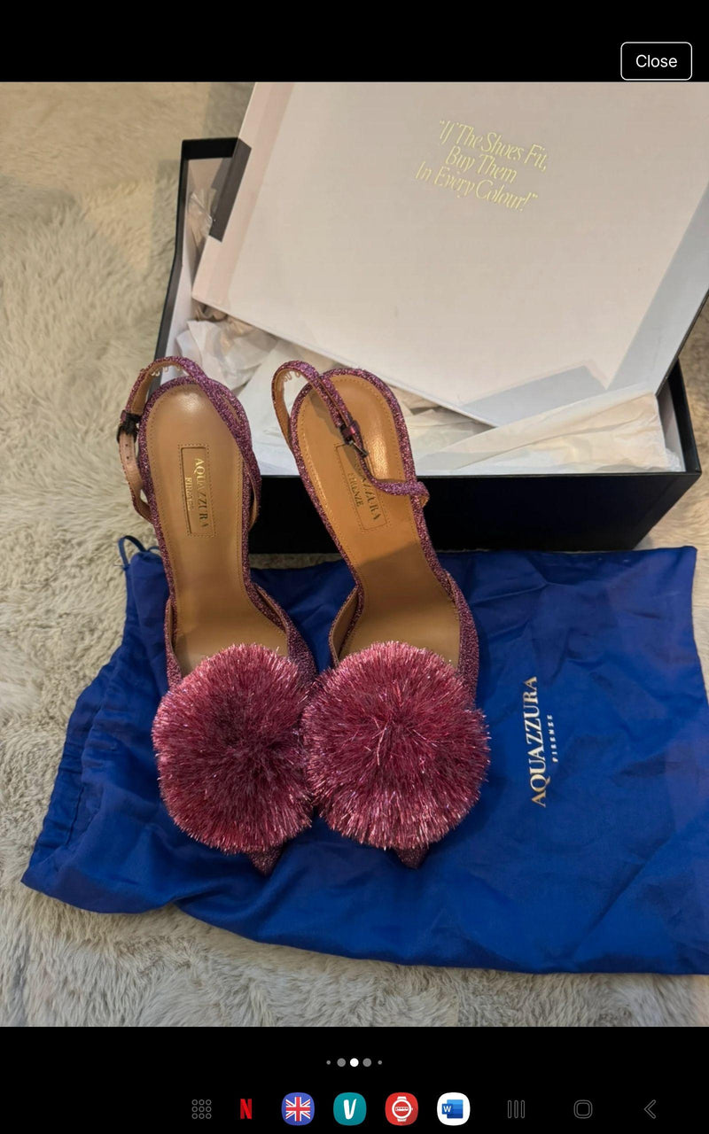 Aquazurra Pink pom Pom Sandals