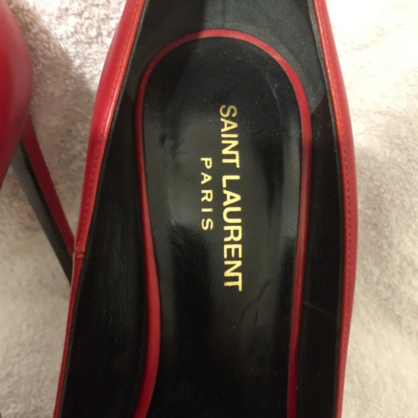 Saint Laurent Red Janis Platform Leather Pumps
