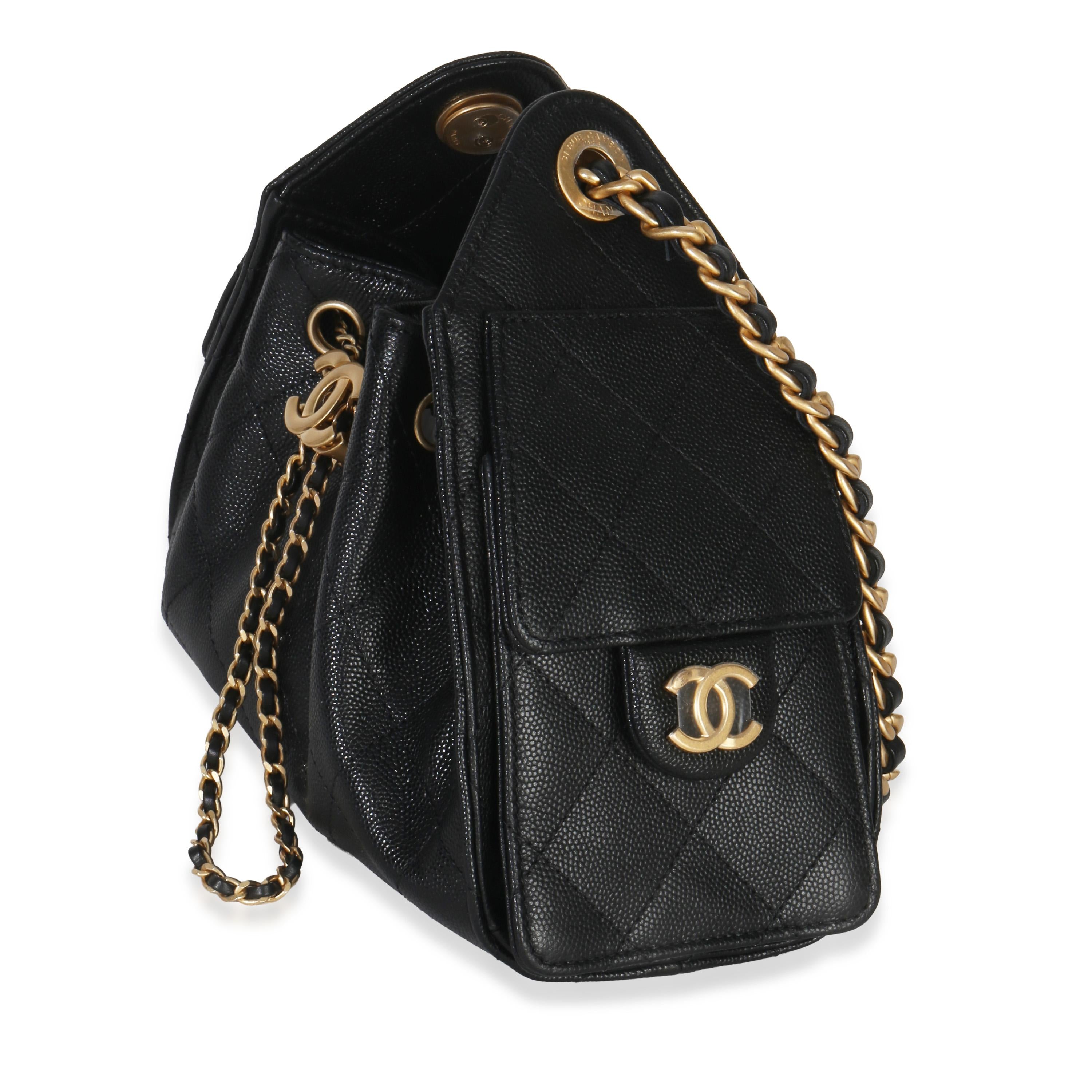 Chanel Black Quilted Caviar Mini Chanel 25 Hobo 26P