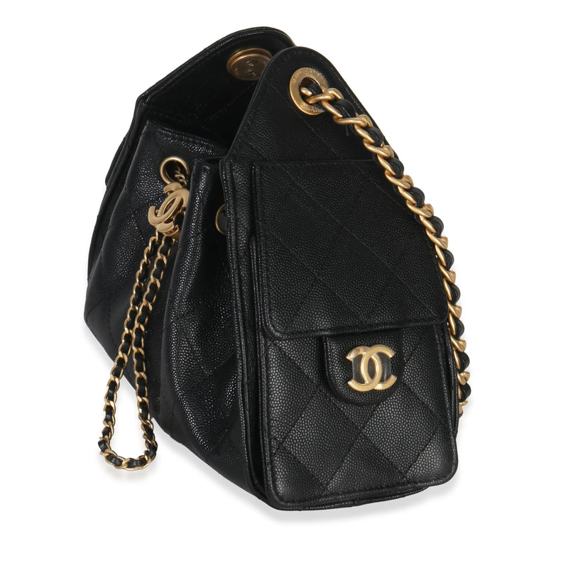 Chanel Black Quilted Caviar Mini Chanel 25 Hobo 26P