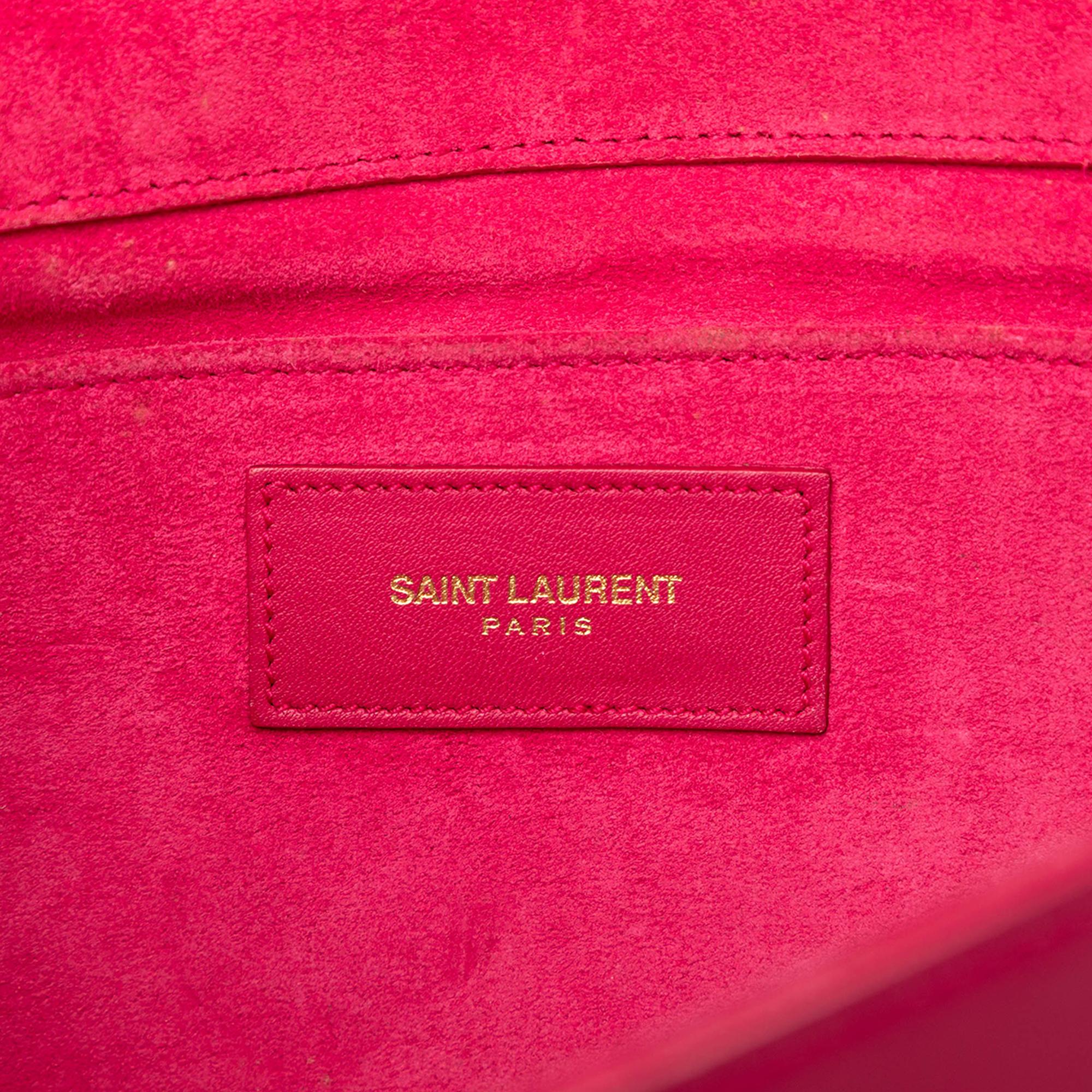 Saint Laurent Pink Leather Chyc Ligne Clutch