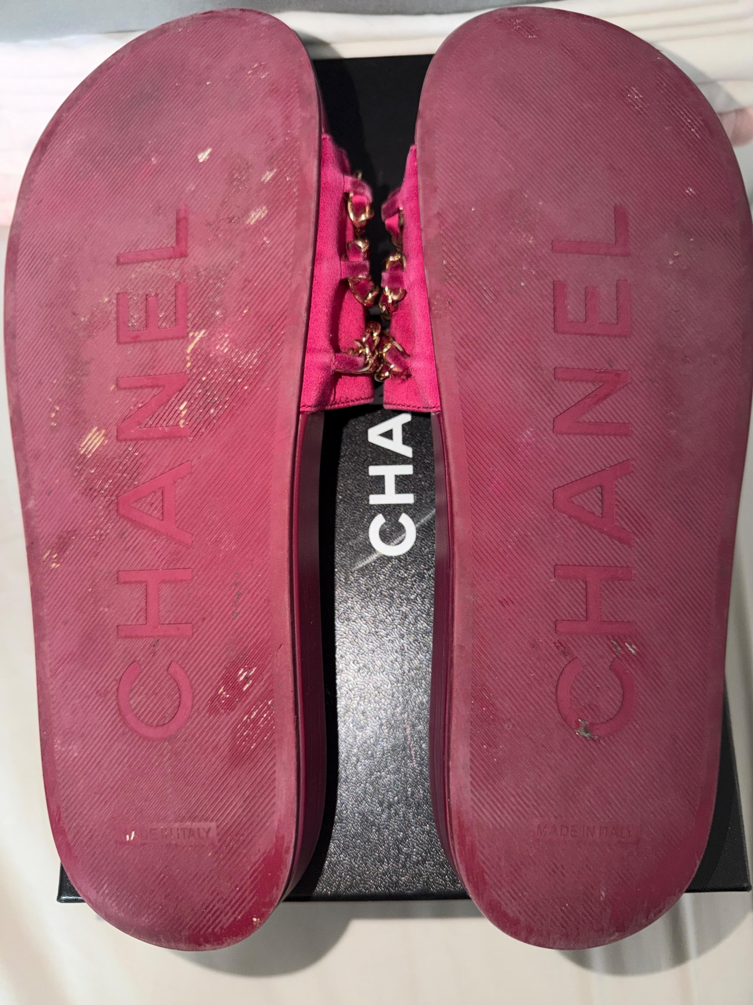 Chanel Chain Embellished Slides