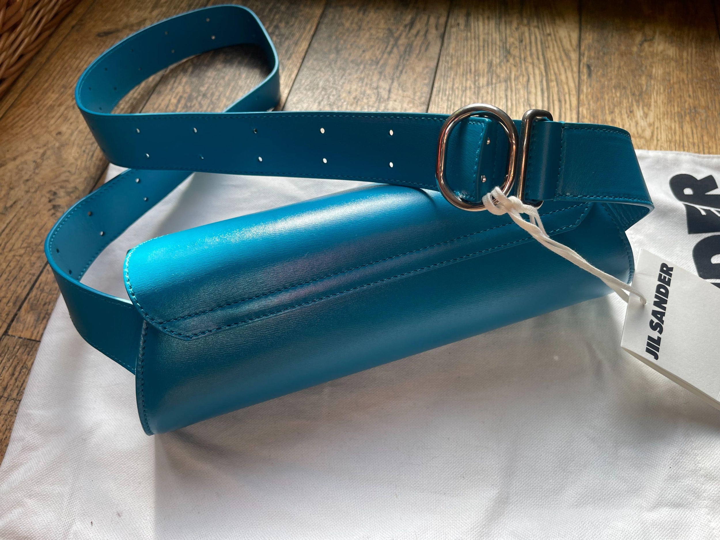Turquoise Leather Cannolo bag