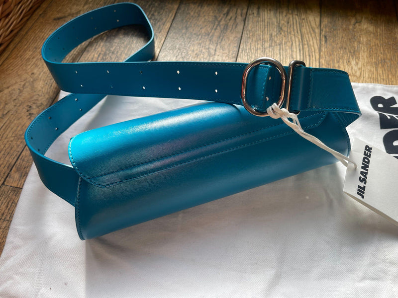 Turquoise Leather Cannolo bag
