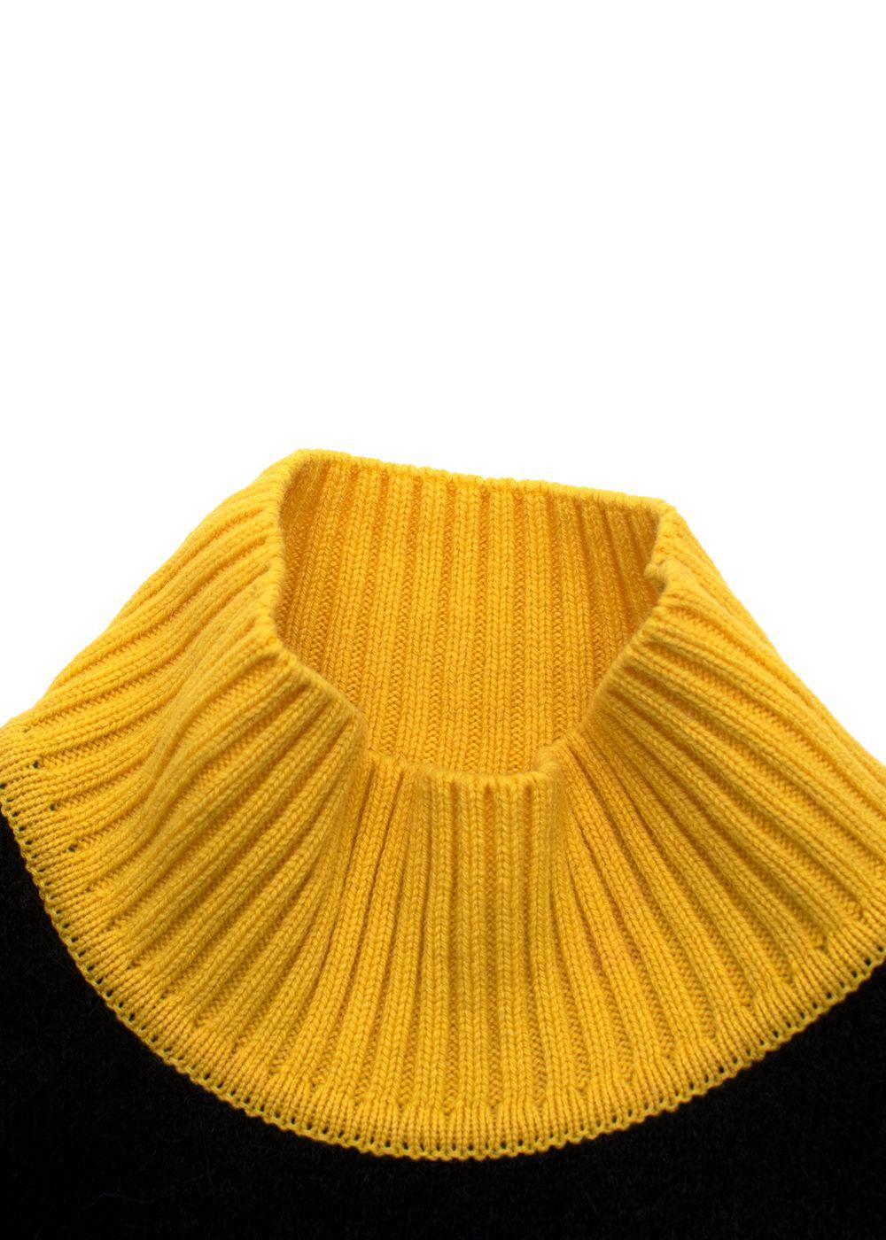 Fendi X Fila Black And Yellow Funnel Neck Knit Jumper