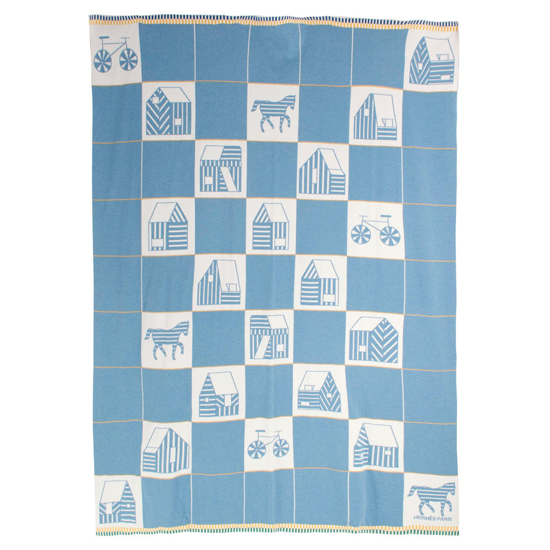 Hermès Bleu Denim Les Cabanes Blanket