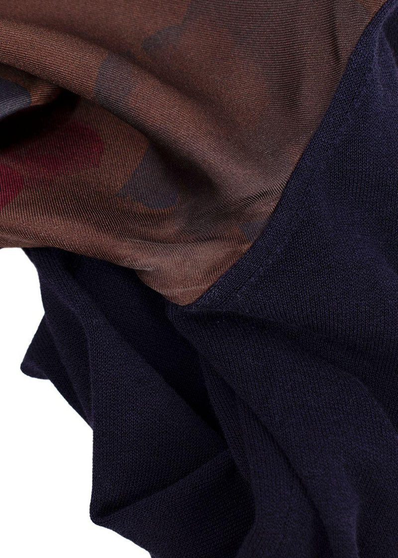 Salvatore Ferragamo Navy Contrast Sleeves Floral Cardigan