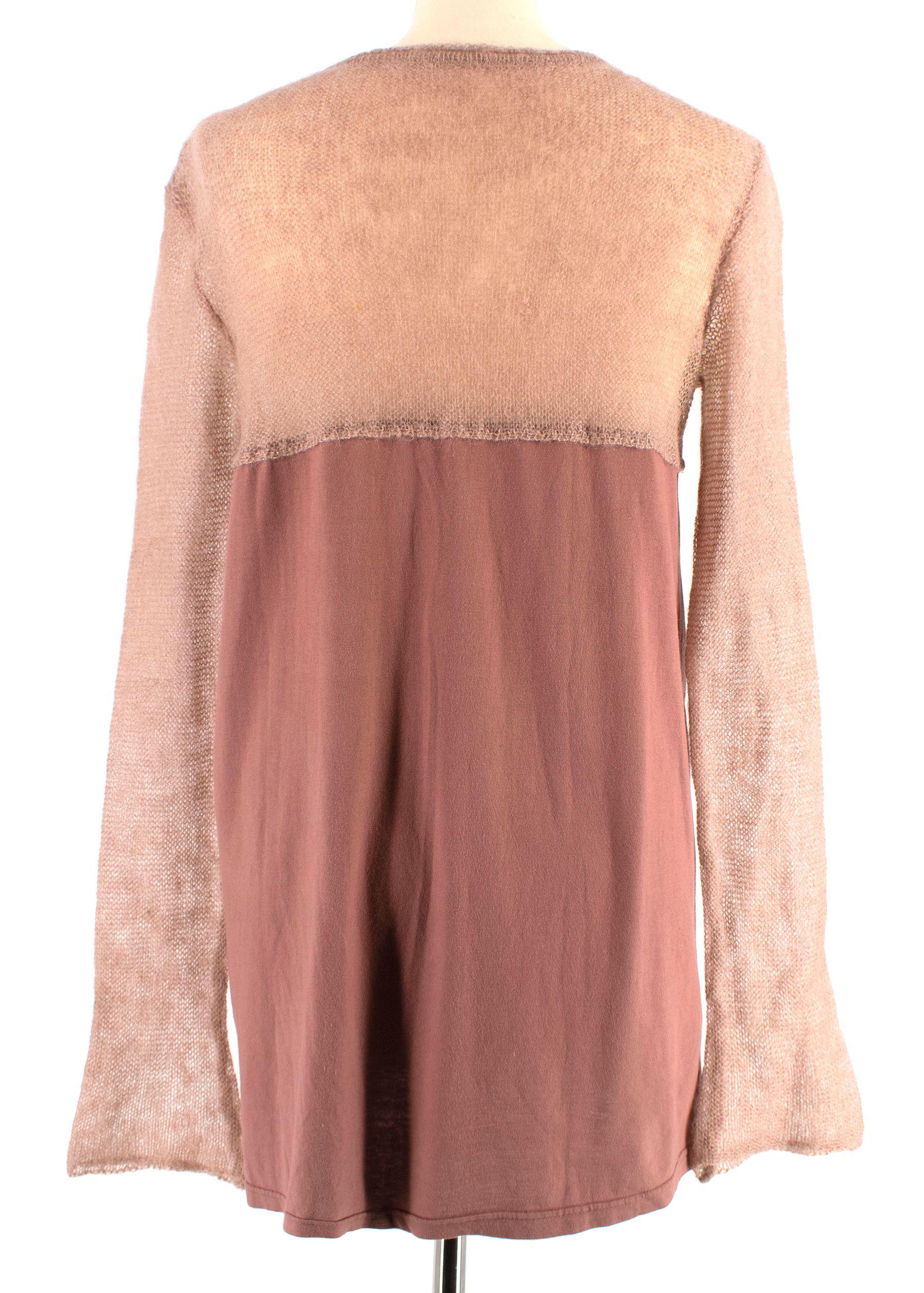 Miu Miu Knitted Trim Long-sleeved Top