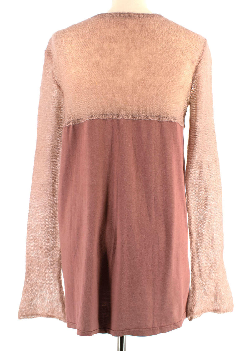 Miu Miu Knitted Trim Long-sleeved Top