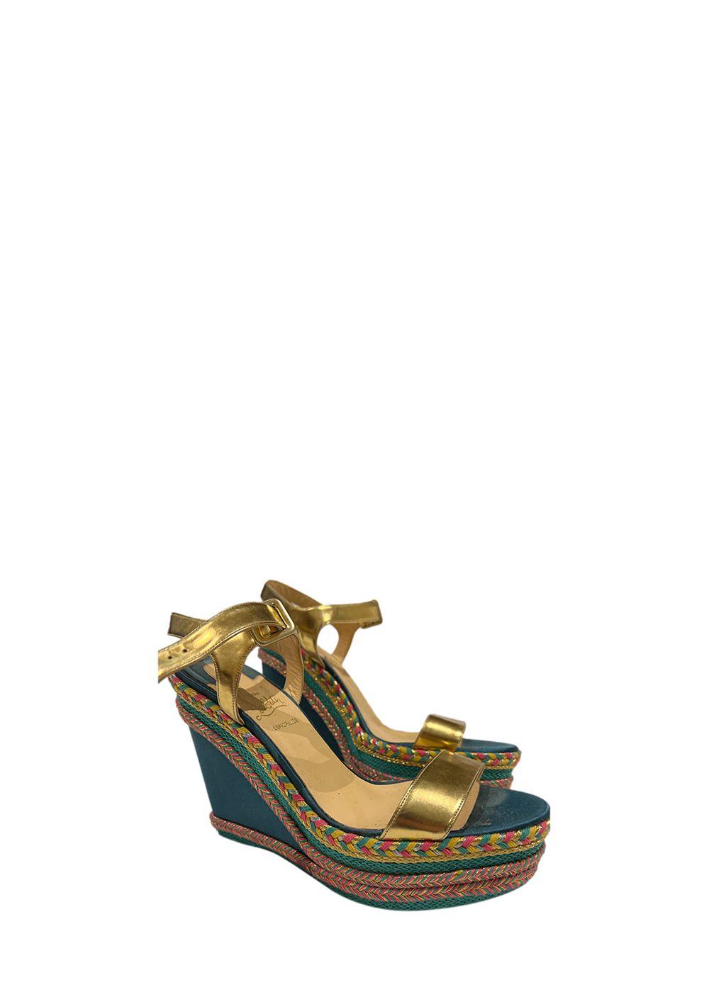 Multicolour Raffia Wedge Heeled Sandals