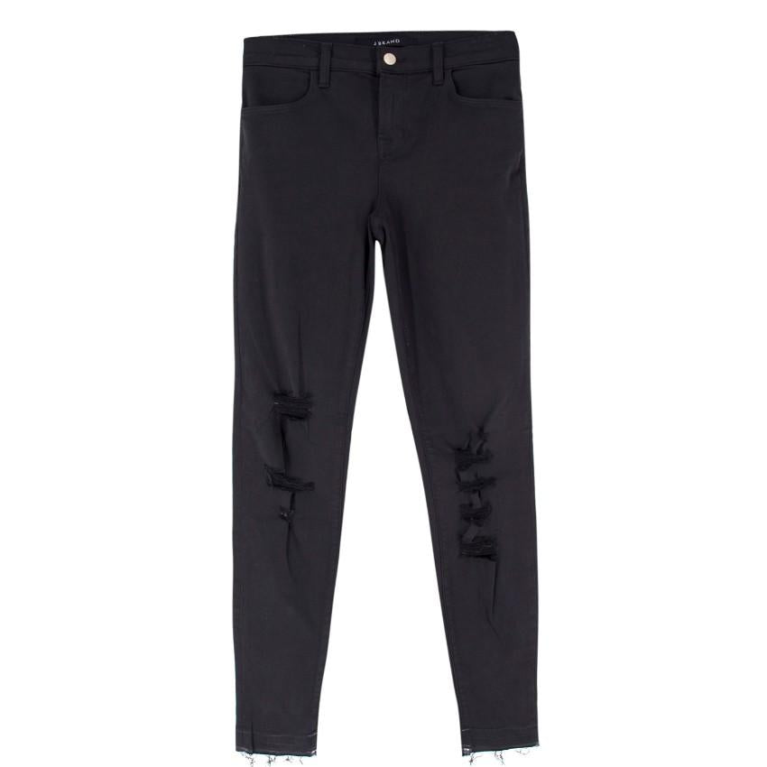 J Brand Alana Black Distressed Fray Hem Skinny Jeans