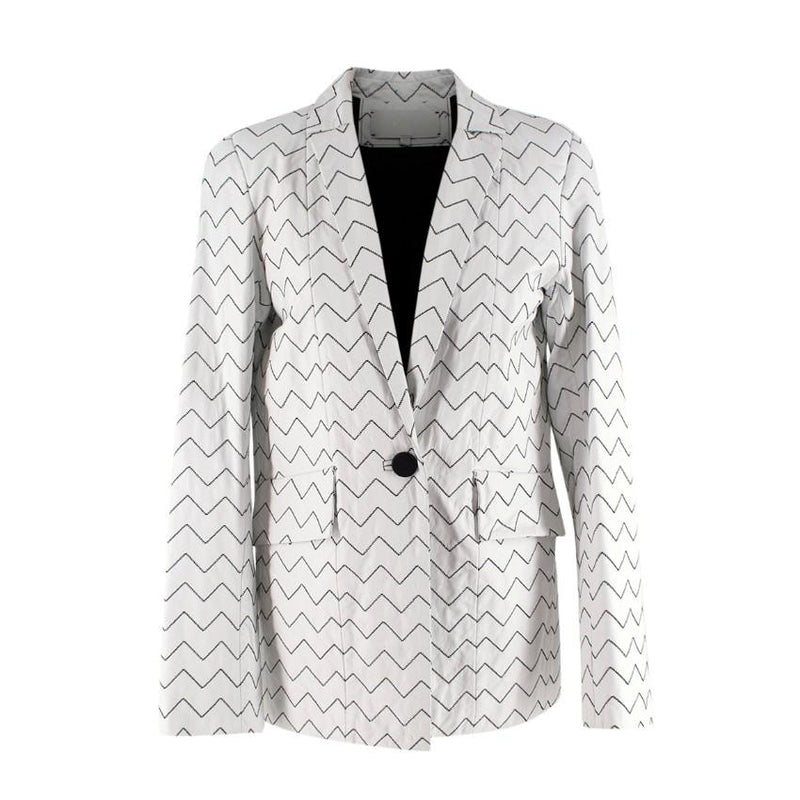 Skiim Magda White Leather Zigzag Blazer