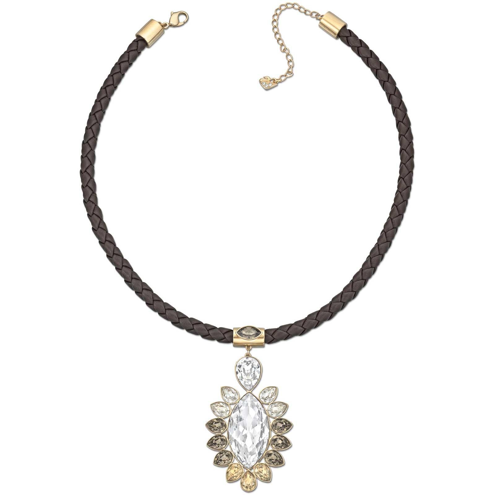 Swarovski Alabaster Pendant Gold-Plated Leather Cord