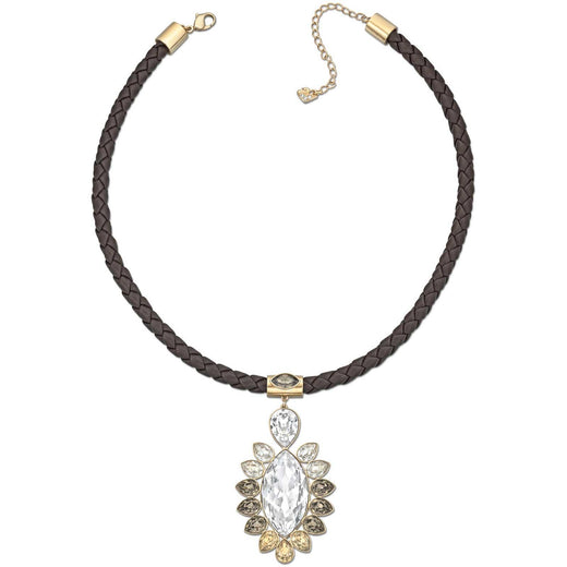 Swarovski Alabaster Pendant Gold-Plated Leather Cord