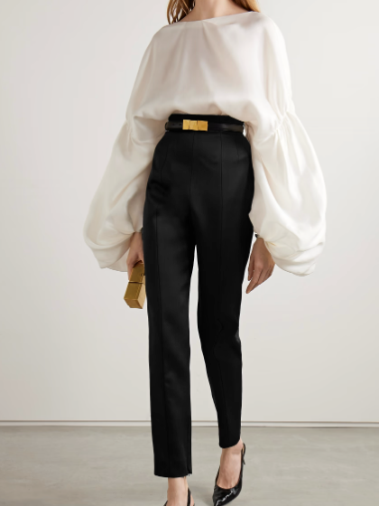 Khaite Lenn High-Rise Crepe Trousers