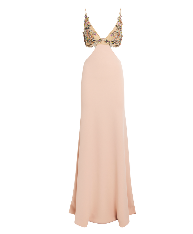 Costarellos  Floral-Appliqué Maxi Dress