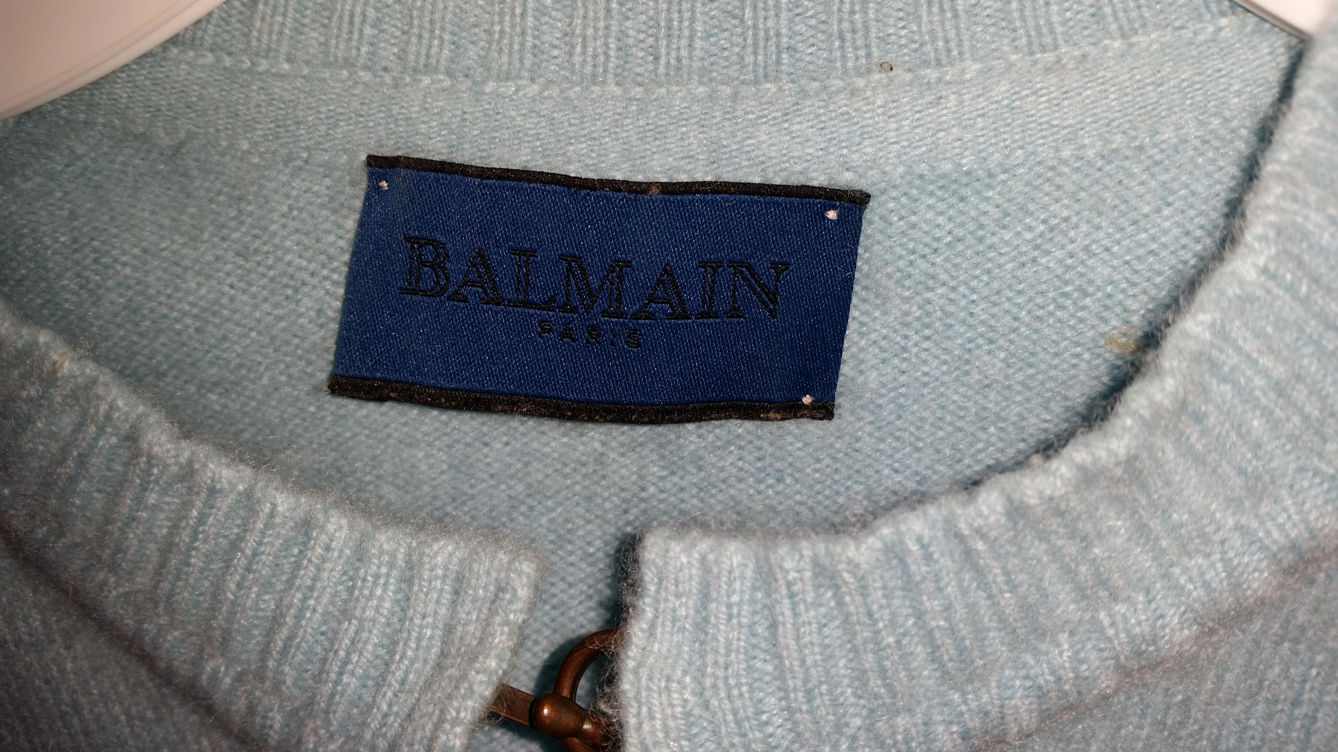Balmain Turquoise Knit Cashmere Cardigan