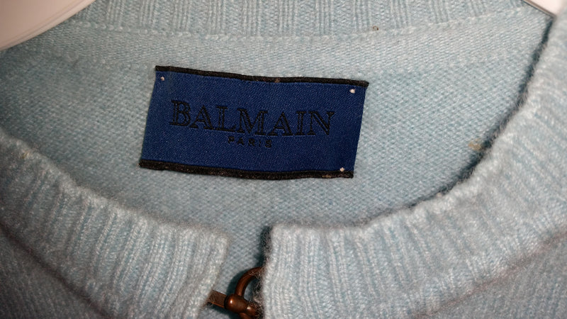Balmain Turquoise Knit Cashmere Cardigan