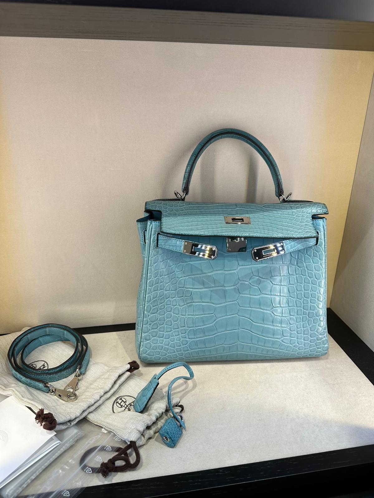 Bleu Saint-Cyr Matte Alligator Kelly 28 PHW