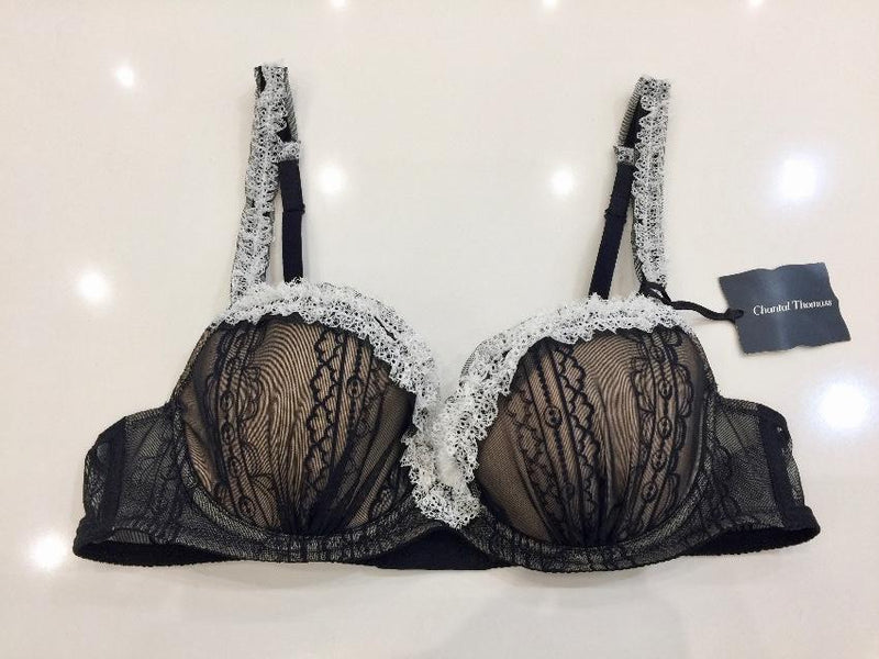 Chantal Thomass Tulle & Lace Frill Half Cup Bra & Brief Set