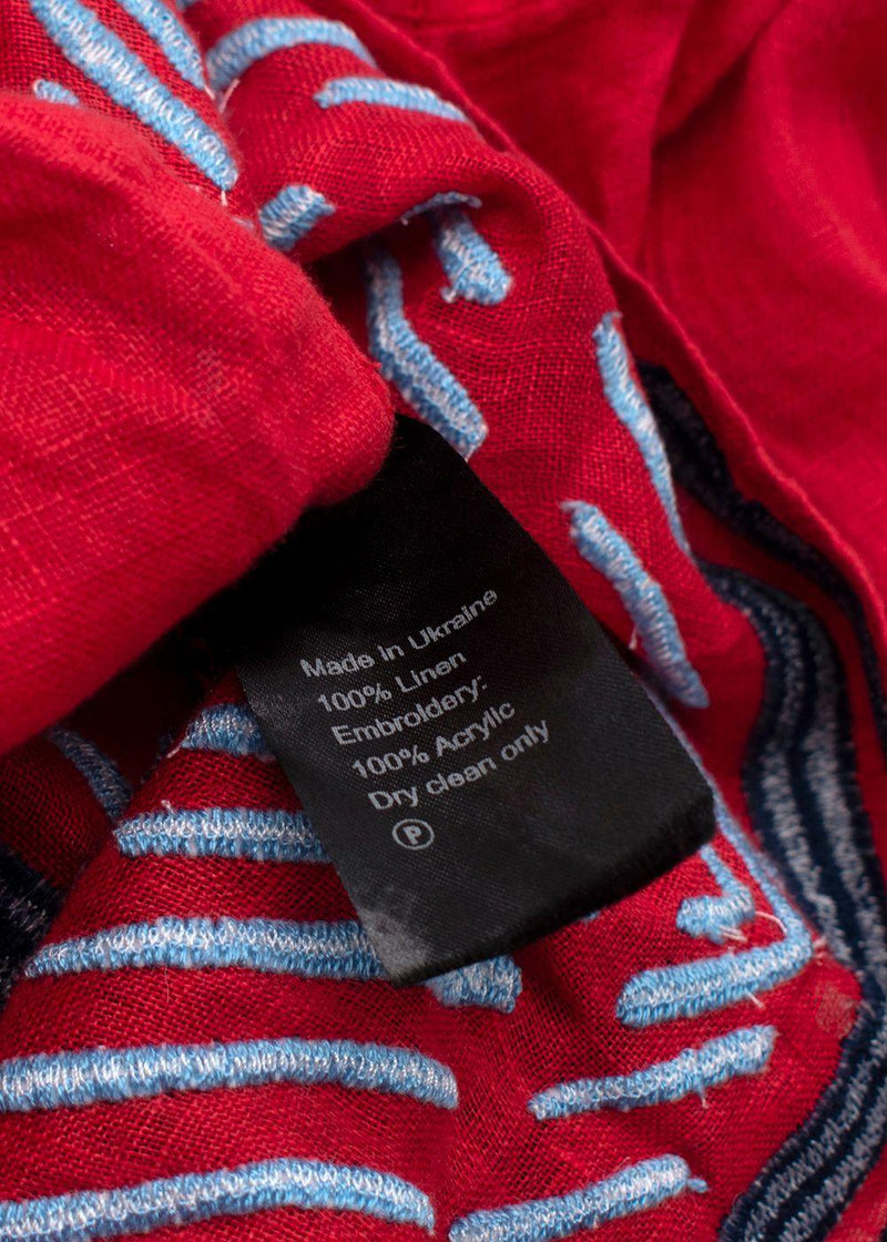 March II Red Embroidered Kaftan with Tassel Detailing