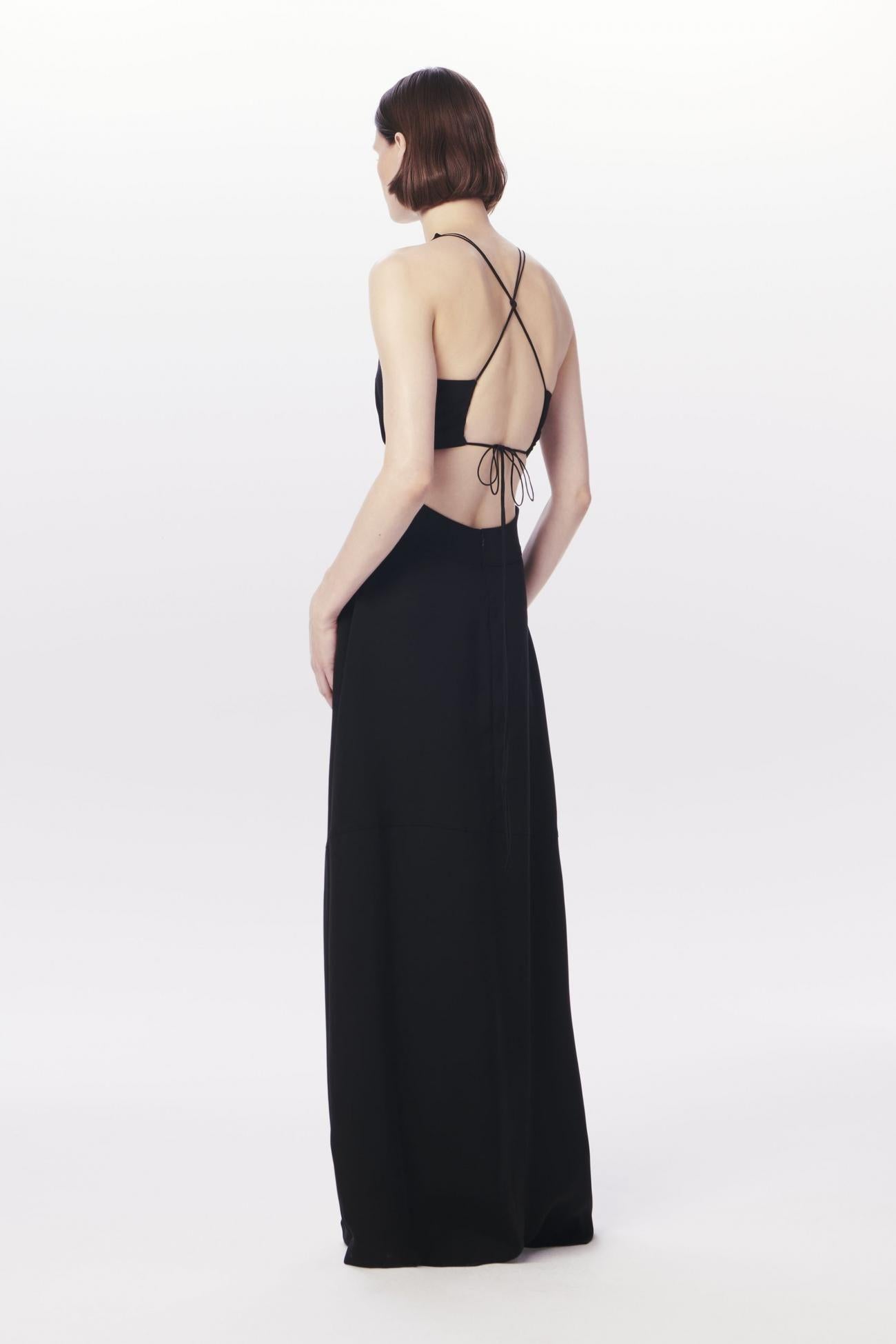 Black Crepe Cutout Gown