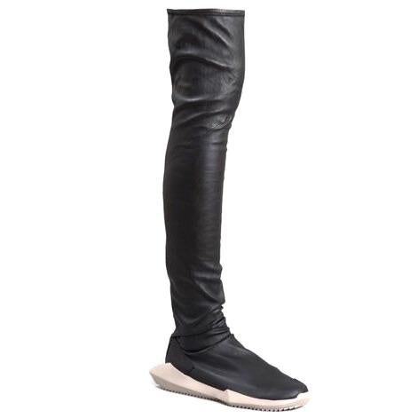 x Adidas Black Leather Over the Knee Trainers