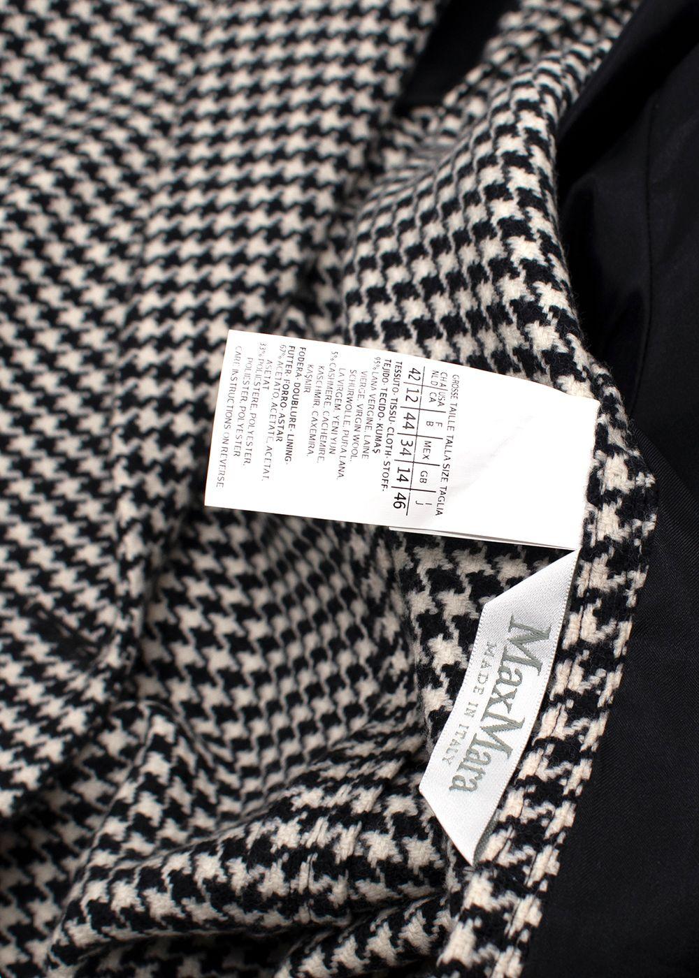 MaxMara Black And White Houndstooth Single Breasted Wool Blazer