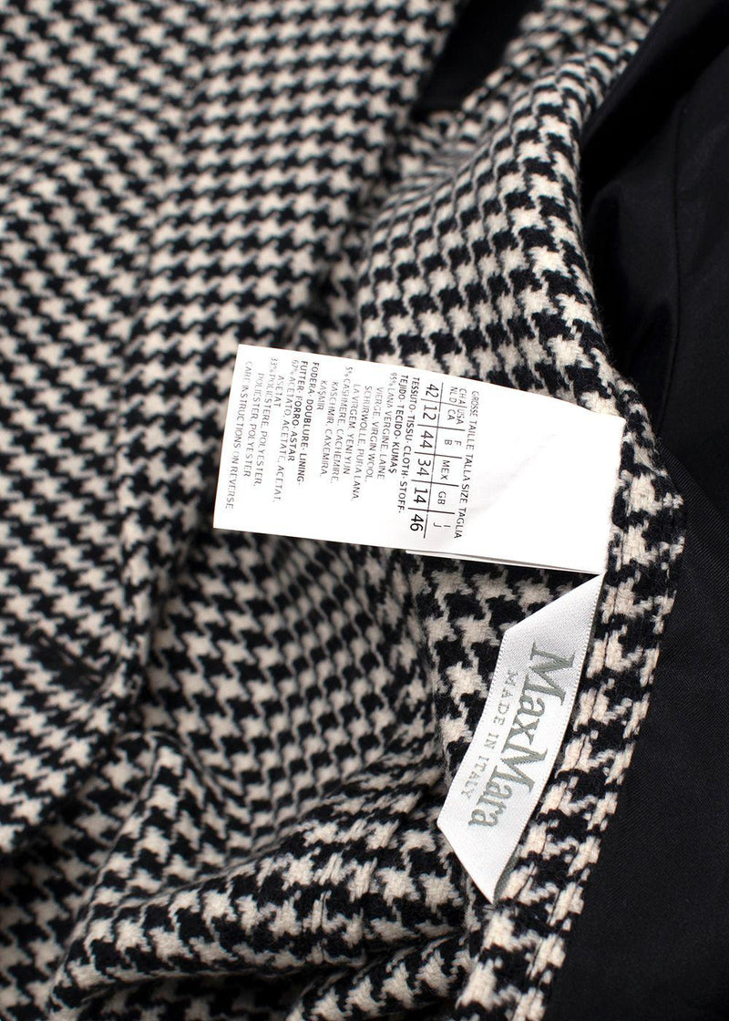 MaxMara Black And White Houndstooth Single Breasted Wool Blazer