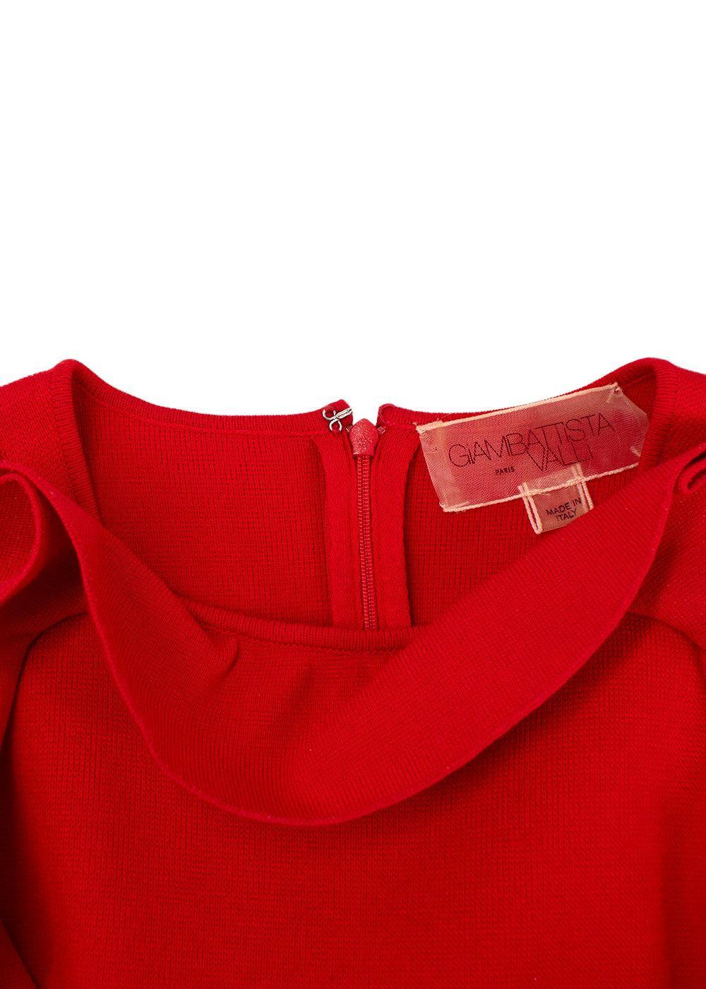 Giambattista Valli Red Ruffle Trimmed Skater Dress