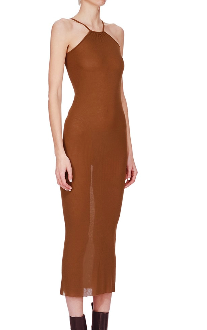 Rick Owens Skorpio Ribbed-Knit Midi Dress