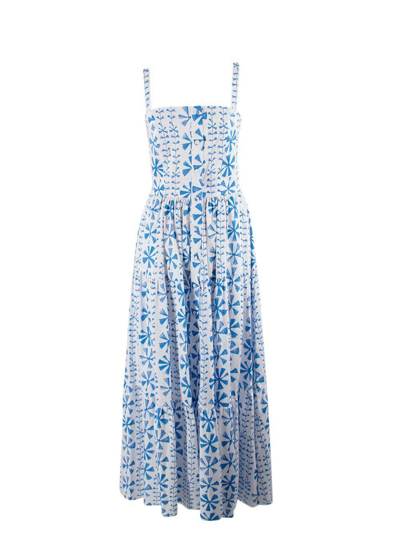 Borgo De Nor Floral Vine Jimena Printed Cotton Midi Dress
