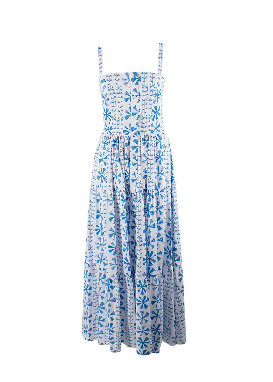 Borgo De Nor Floral Vine Jimena Printed Cotton Midi Dress