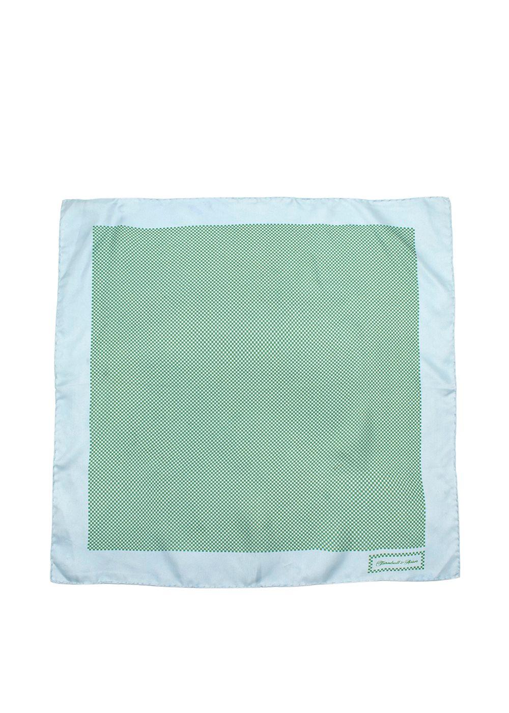 Turnbull Asser Blue and Green Silk Pocket Square