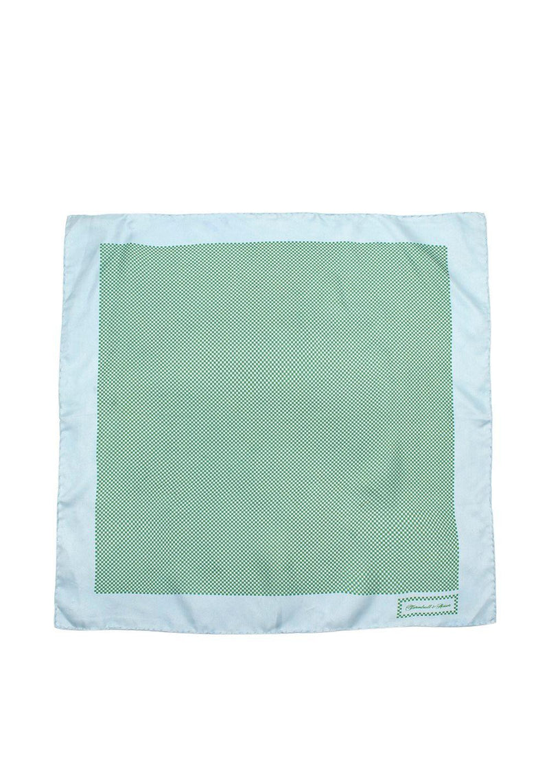 Turnbull Asser Blue and Green Silk Pocket Square