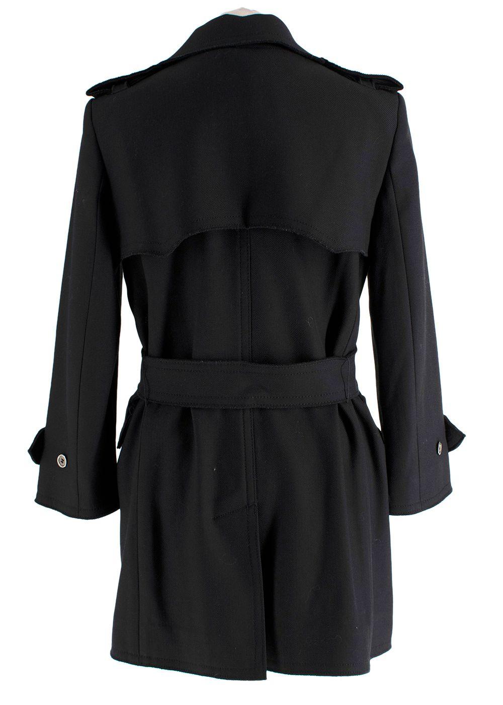 Dolce & Gabbana Black Belted Pure Wool Double Breasted  Trench Coat