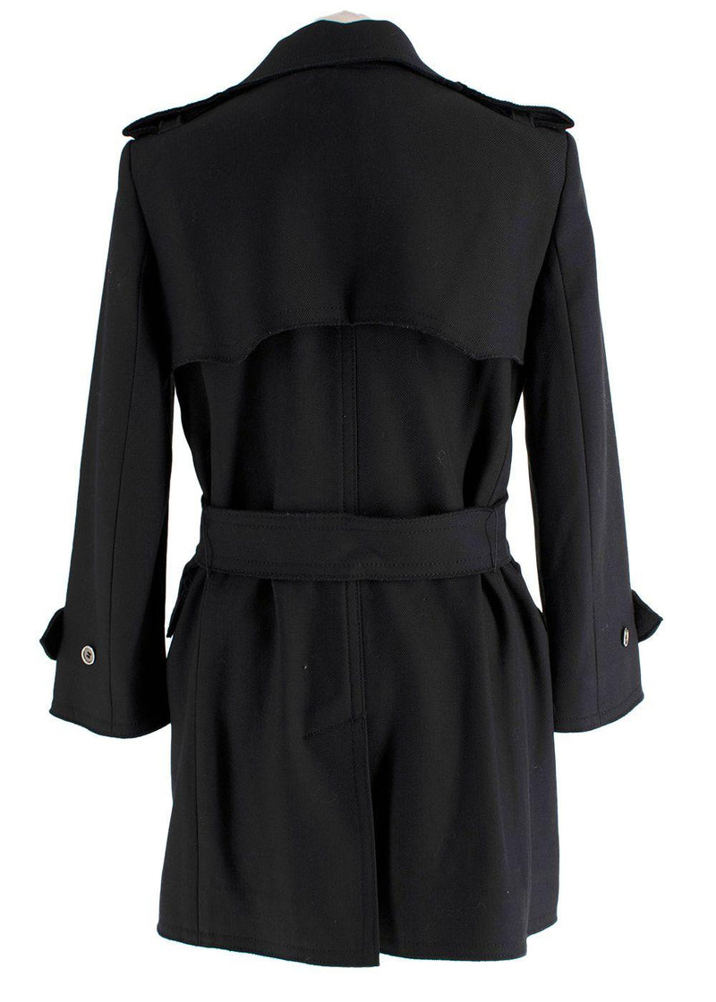 Dolce & Gabbana Black Belted Pure Wool Double Breasted  Trench Coat