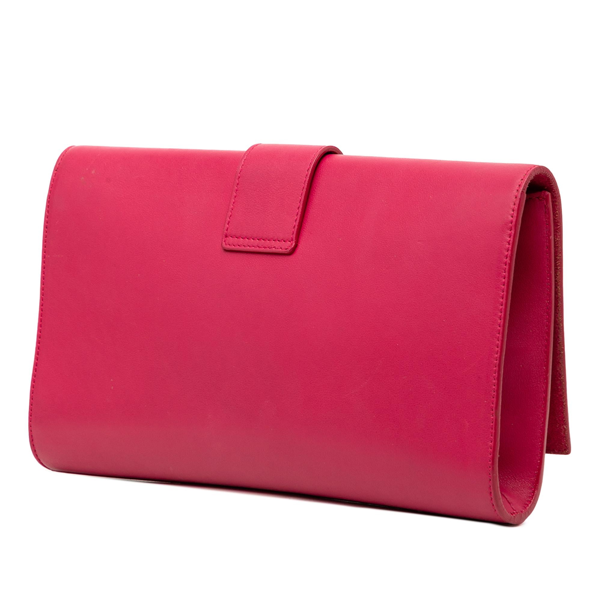 Saint Laurent Pink Leather Chyc Ligne Clutch