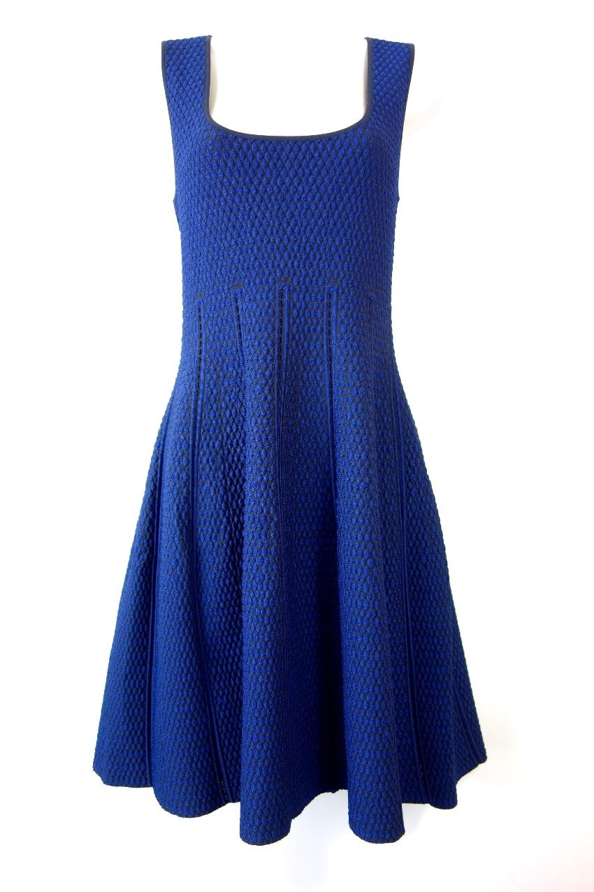 RVN Blue Textured Skater Dress