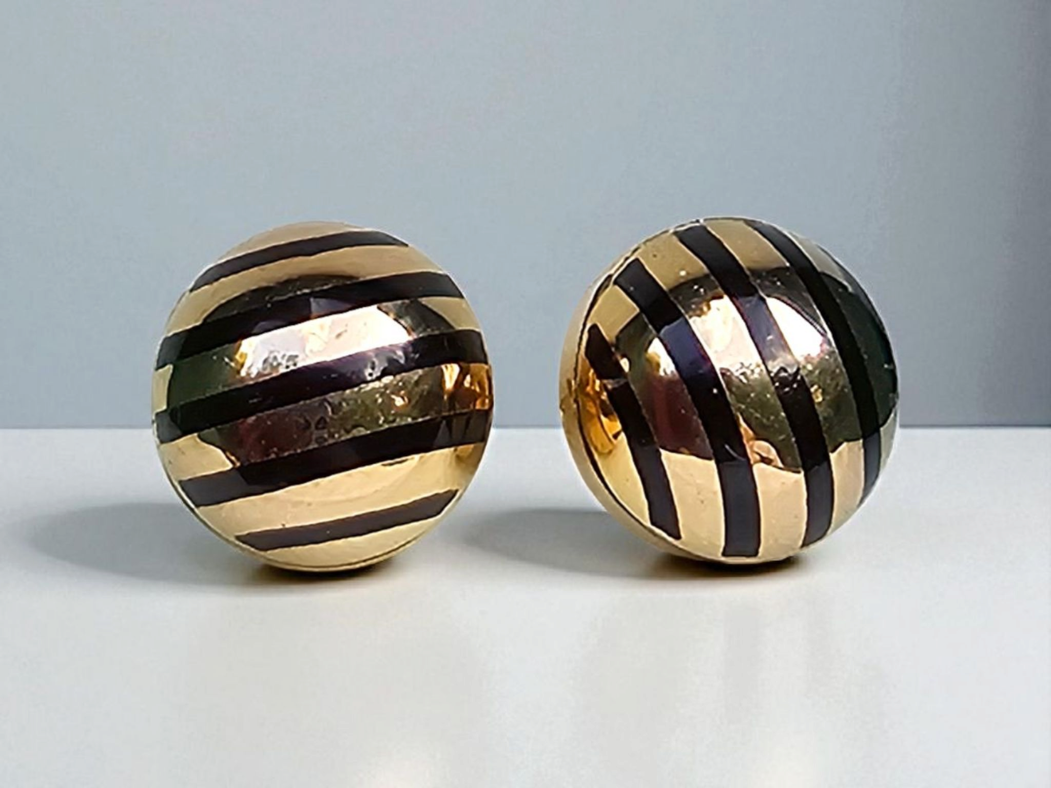 Bespoke Gold And Enamel Dome Earrings 10mm