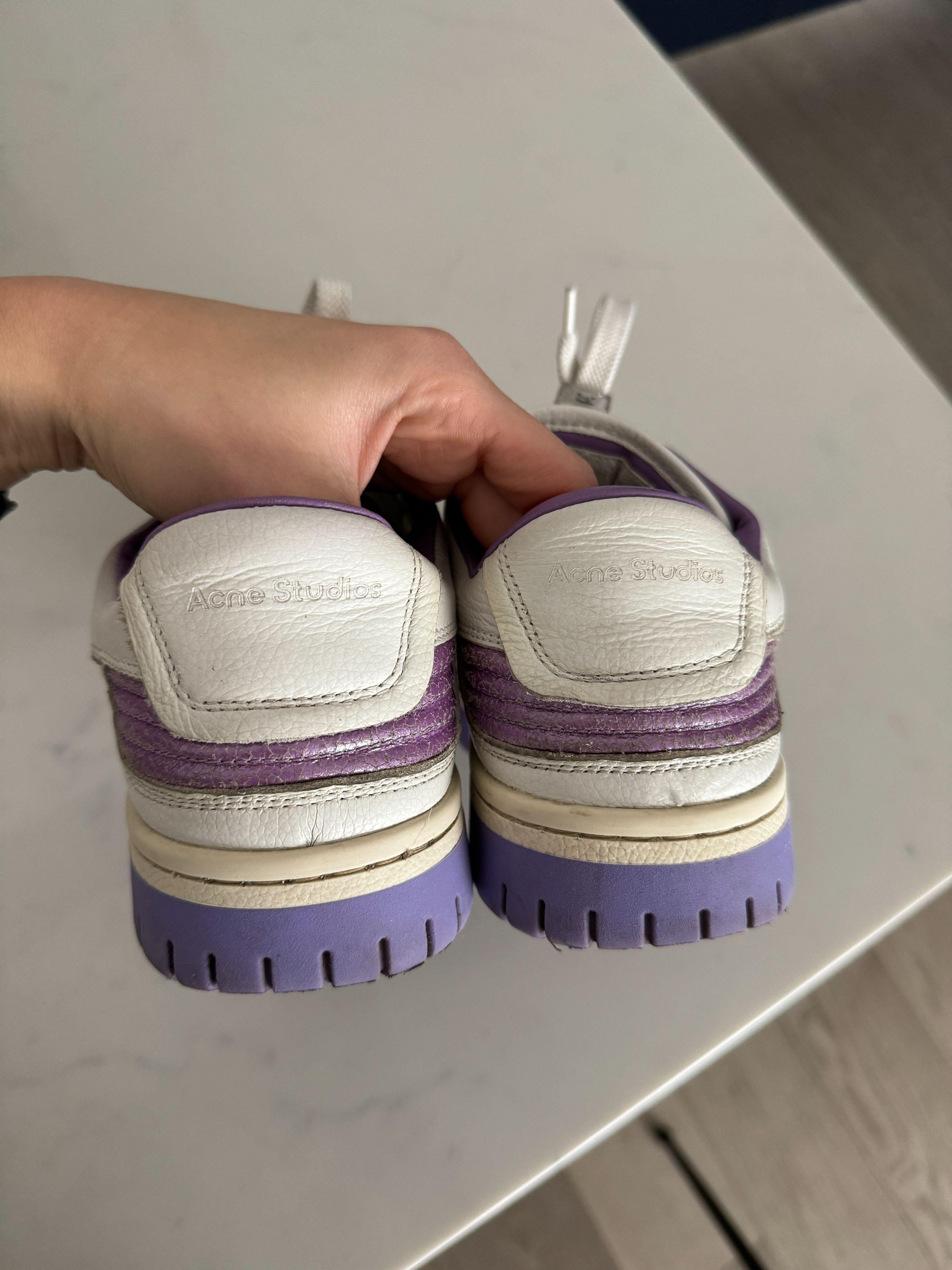 Acne Studios Cream and Lilac Low Pop Sneakers