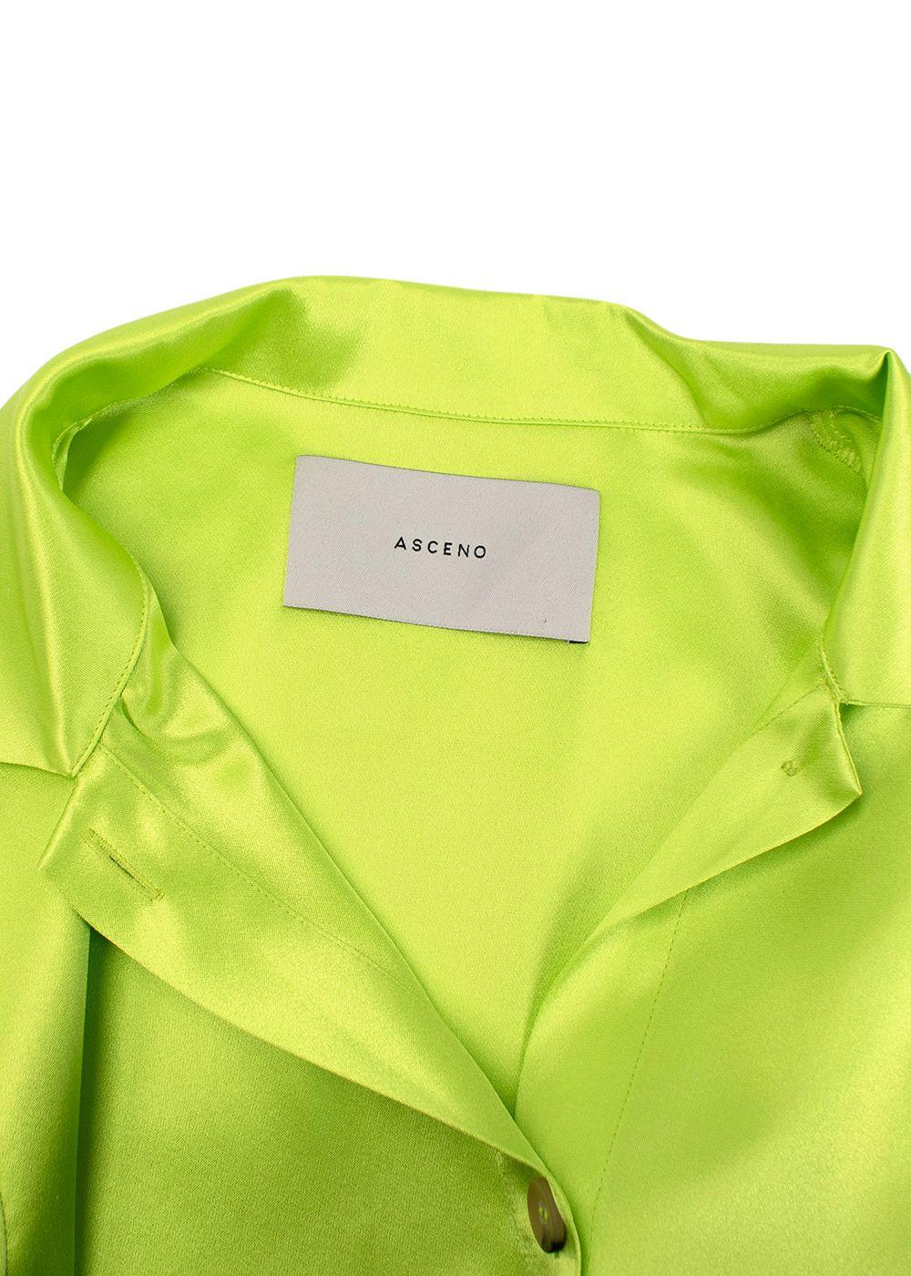 Asceno neon green silk shirt