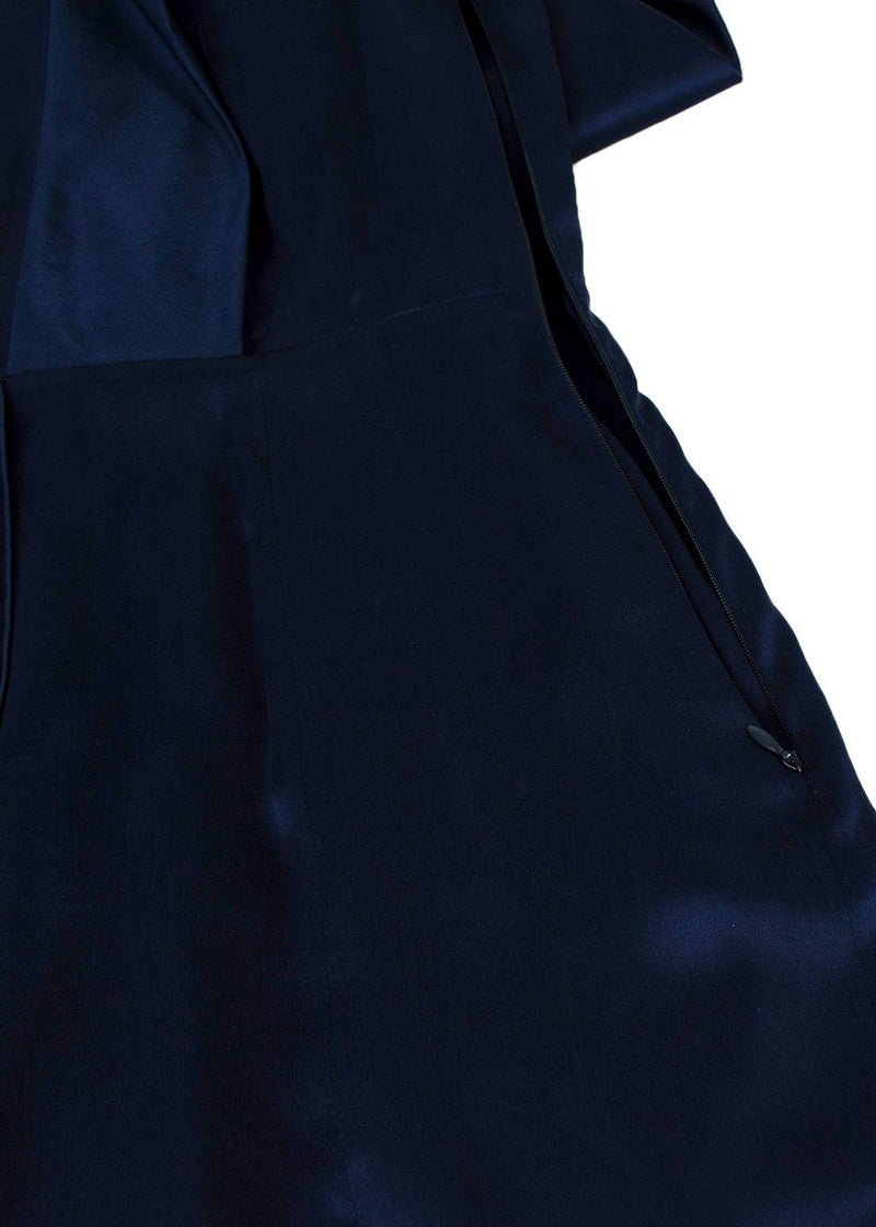Navy Silk Midi Dress