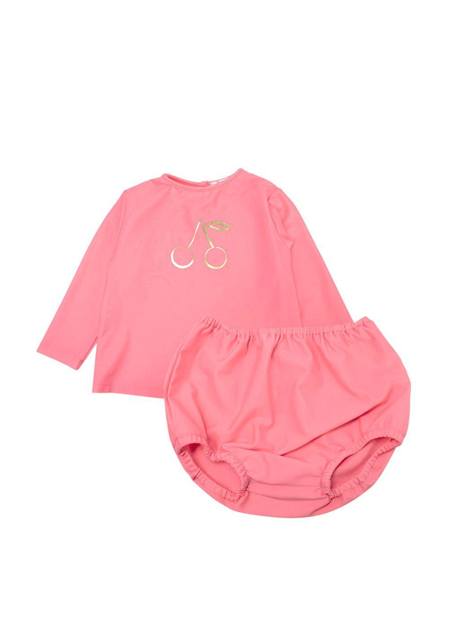 Bonpoint Pink Cherry Baby Swimsuit 2 Piece Set