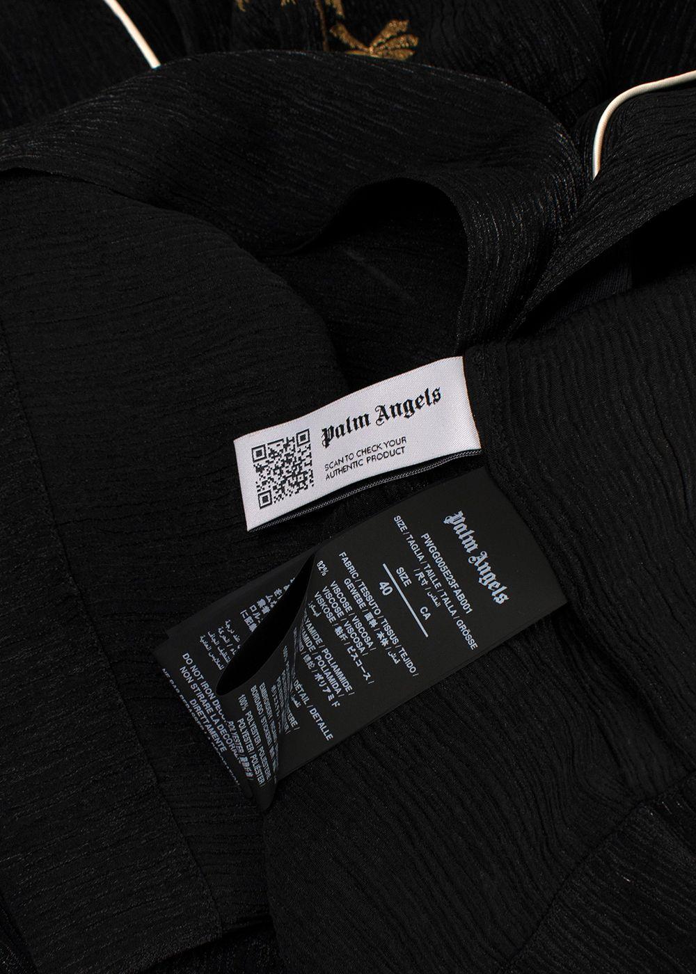 Palm Angels Black Soiree Logo Embroidered Bowling Shirt