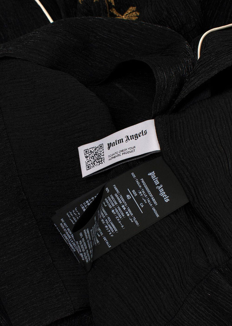 Palm Angels Black Soiree Logo Embroidered Bowling Shirt